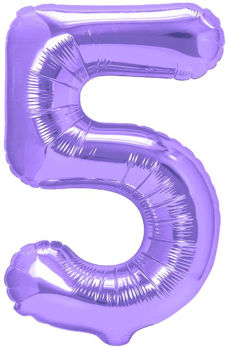 Foil Balloon Number 5 Purple 100cm