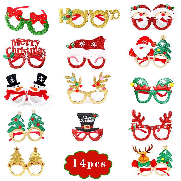 Christmas Reindeer Antlers Glasses Santa Hat Set Adult Children Gift Santa Claus Hat Snowman Headband Hairband