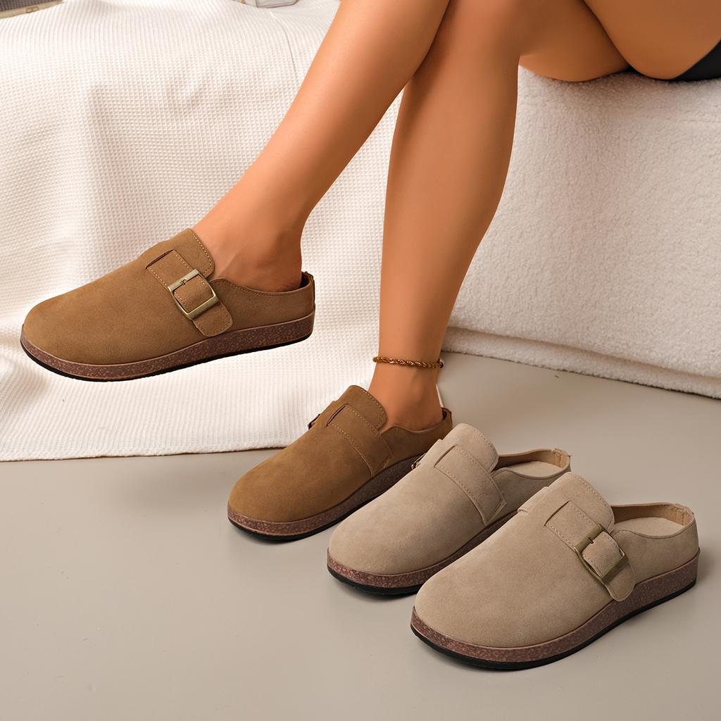 Women Closed Toe Flat Slippers Summer New Cork Platform Mules Shoes for Women Casual Clogs Sandals Outdoor Flats Slides Women