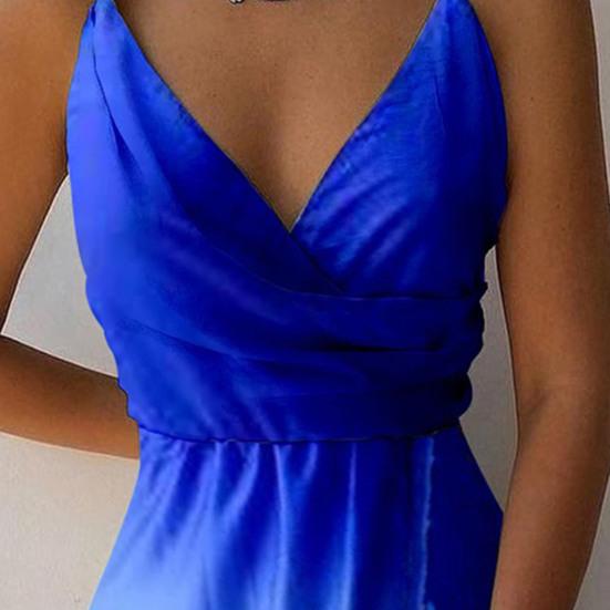 Cross Wrap V-neck Split Hem Lady Dress Summer Floral Print Sling Midi