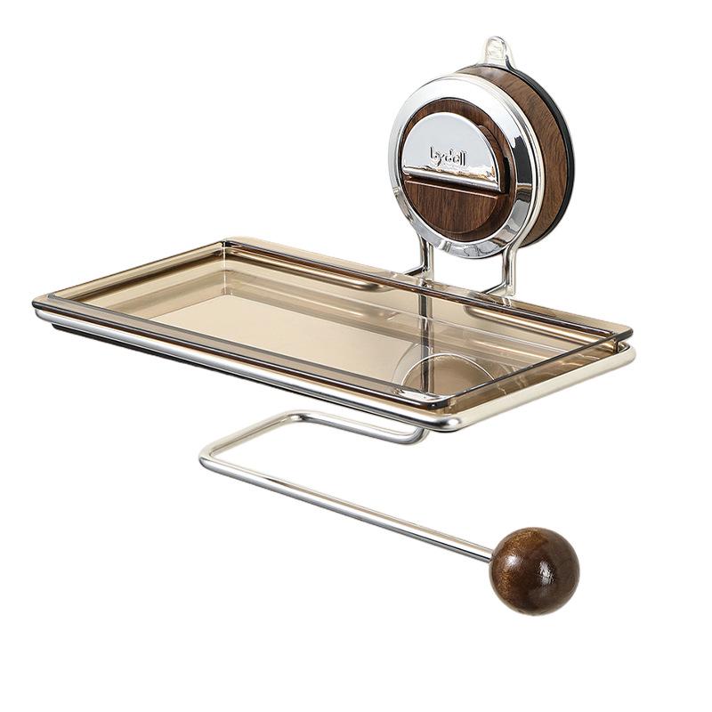 Wall-Mounted Luxury Suction Cup Toilet Paper Holder & Storage Rack