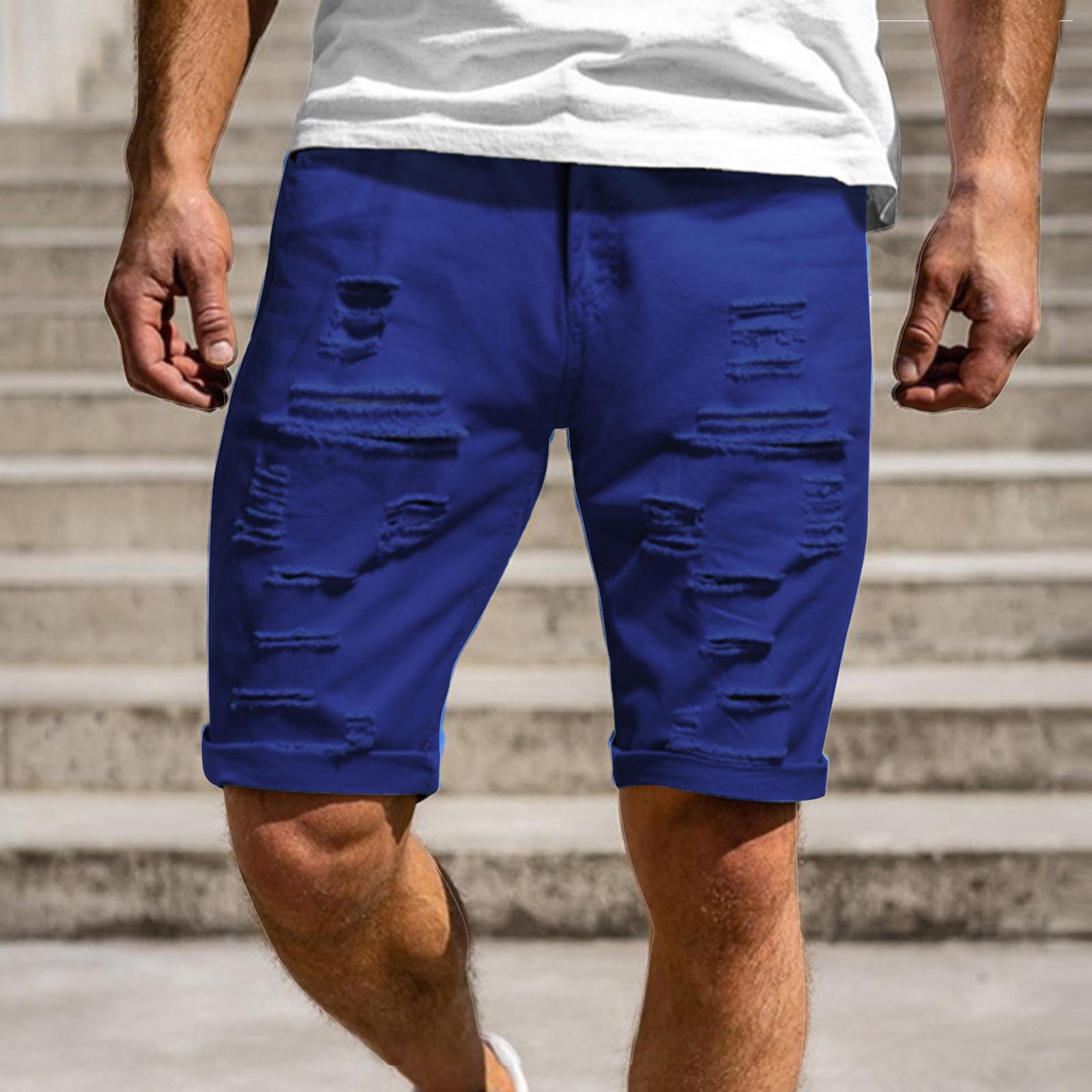 

Мужские летние повседневные яркие шорты, рваные, грязно-стиранные, модные джинсовые шорты XXXL