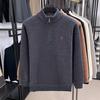 Men's Winter Embroidered Pony Logo Fleece Sweater - Semi-High Neck, Thick Knit