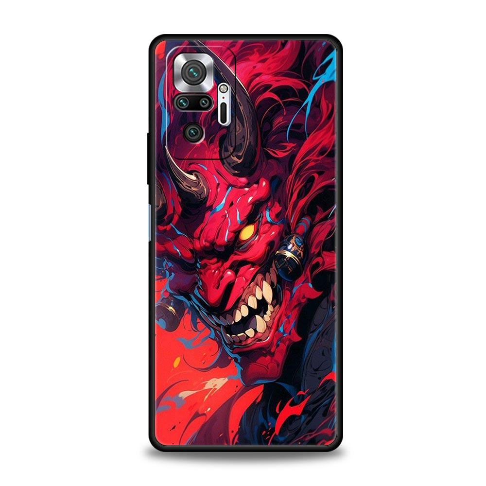 Japan Samurai Oni Mask Phone Case For Xiaomi Redmi Note 14 13 5G 10 11 12 Pro Plus 4G 14C 13C 12C 10C Black Cover