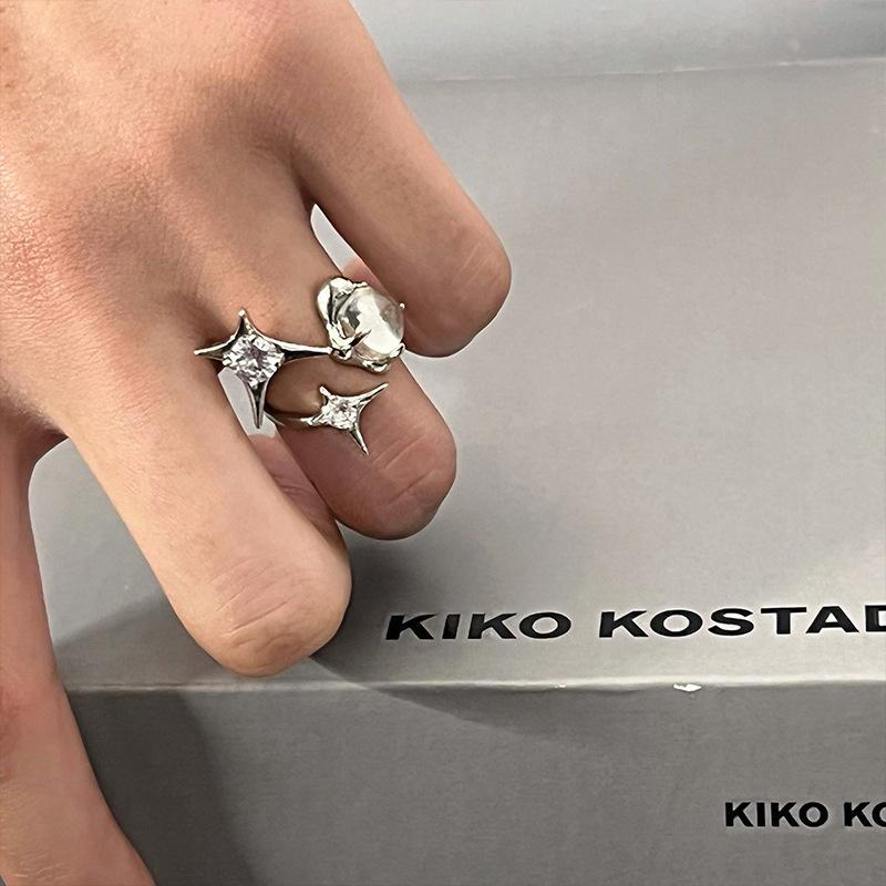 Style Korean Chic Highend Irregular Crystal Ring In 925 Sterling Silver For Lovers Fashion