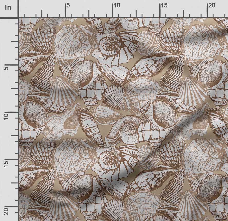 Soimoi Sea Shell Print, Cotton Cambric, Quilting Fabric prodávaná společností The Yard 42 Inch Wide, Medium Weight Cotton Fabric,