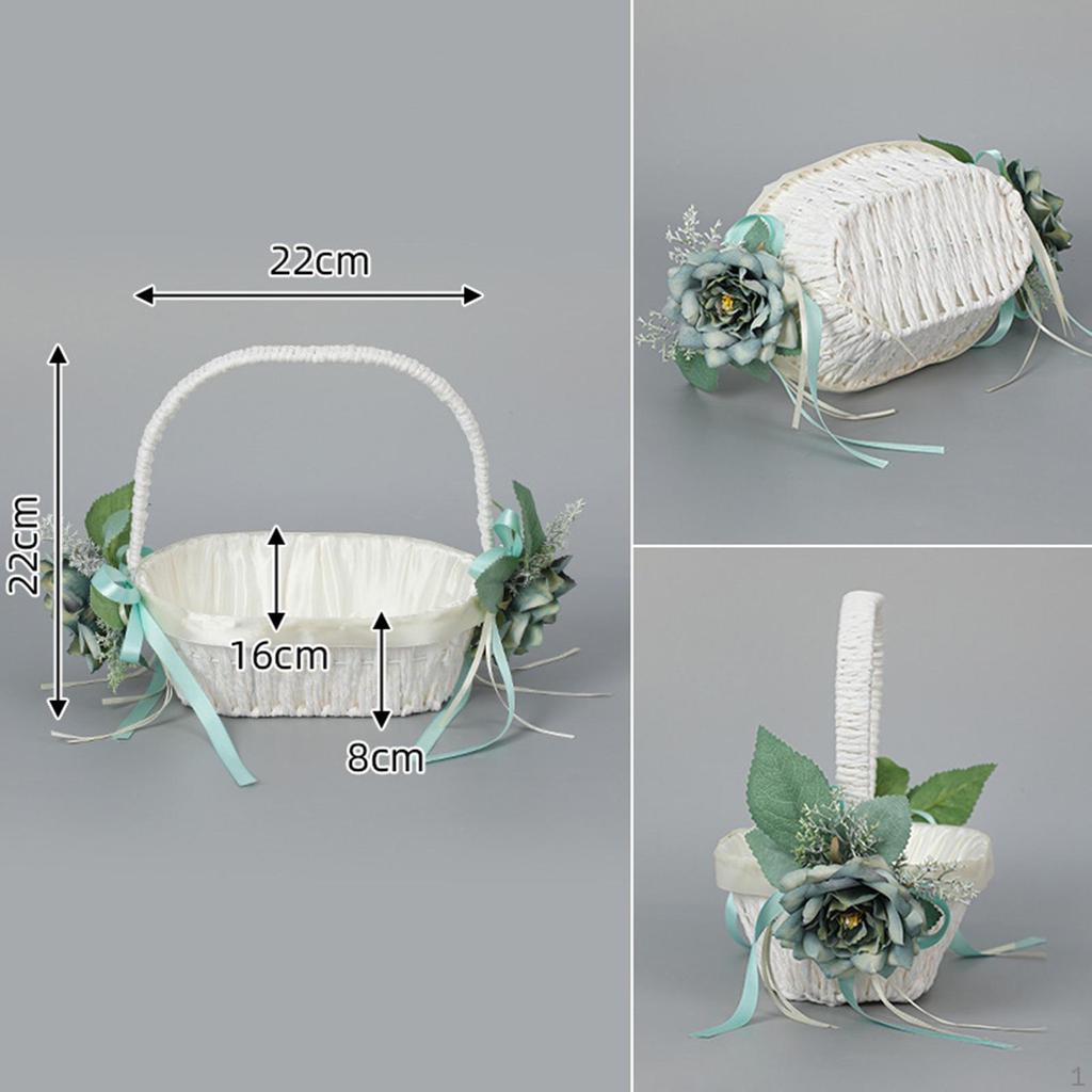 Flower Girl Basket Bridesmaid Lace Container Portable Wedding Baskets for Banquet,