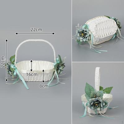 Flower Girl Basket Druhna Koronkowy pojemnik Przenośne kosze ślubne na bankiet,