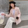 Fashionable Lapel Suit Jacket for Ladies, Winter Sweet Checkered Suit Jacket