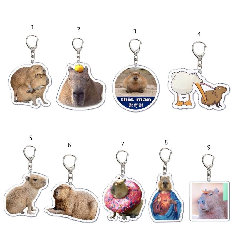 Cute Capybara Acrylic Keyring Cartoon Animal Capybaras Keychain for Keys,Wallets