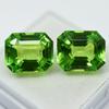 CERTIFIED 16.12 Ct Natural Peridot Emerald Cut Loose Gemstone PAIR For Jewelry