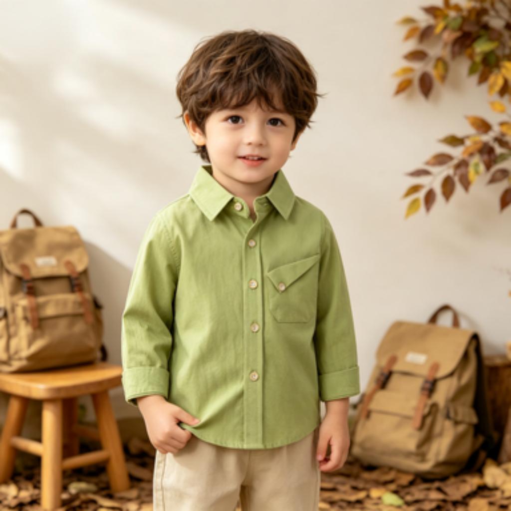 Boys Long Sleeve Color Korean Casual Shirt