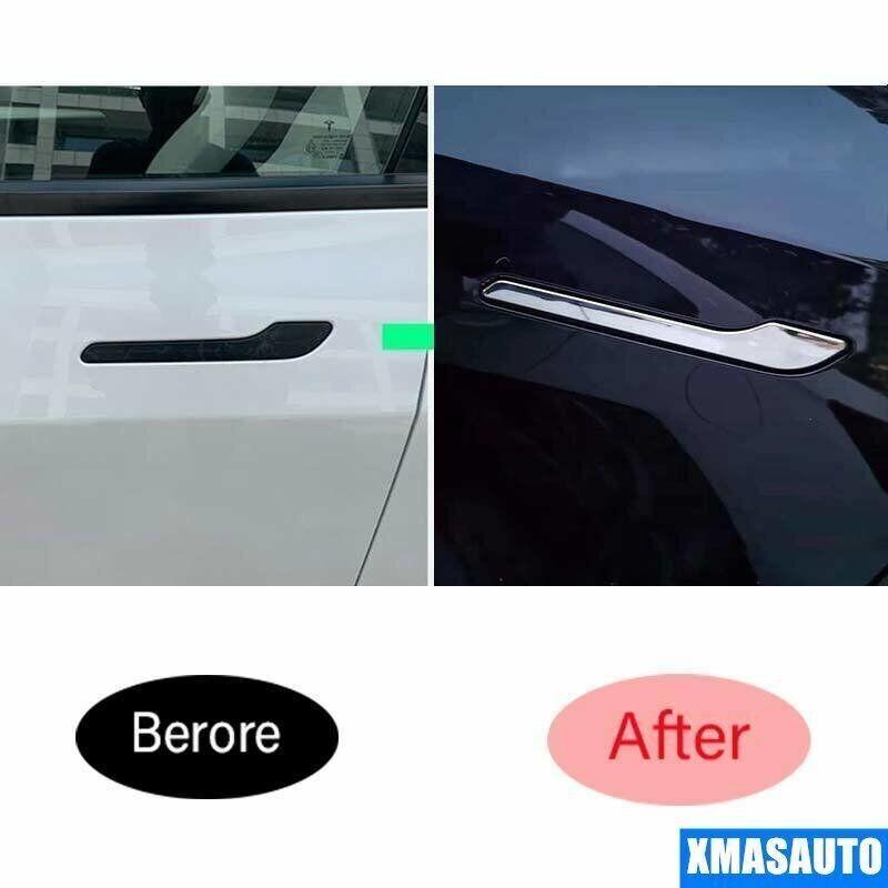 4cps For Tesla Model Y 2017-21 2022 2023 2024 ABS Chrome Door Handle Cover Trim