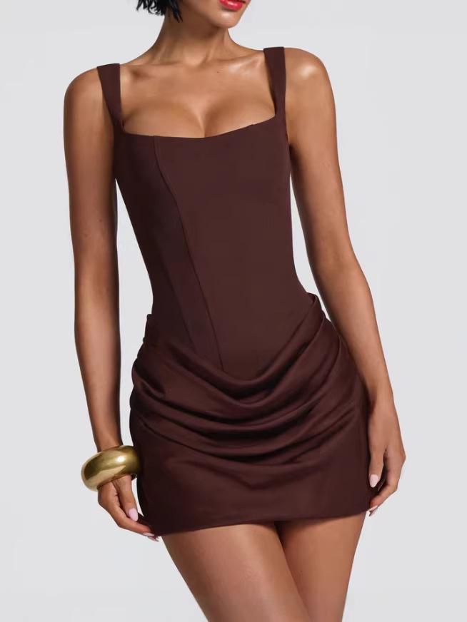 2026 Sommer Europäisches & Amerikanisches Sexy Fischgräten Bodycon Spaghettiträger Mini-Kleid