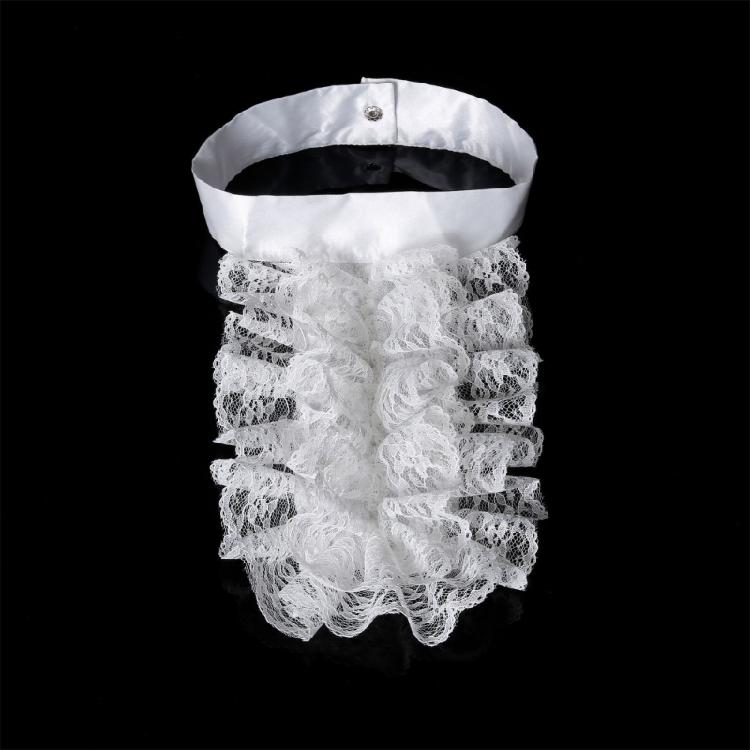 Victorian Styles Detachable Jabot Collar Ruffled Lace False Collar Neckwear for Halloween and Themed Party Costumes