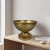 Textured Metal Pedestal Bowl | Handcrafted Look, Decorative with Fluted Base, for Tabletop