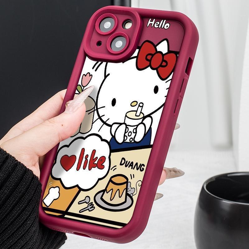 Explosive TEMU/Xiyin/TikTok Sanlio TK cat Hello Kitty for Apple 16 mobile phone case ladder