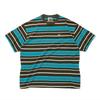 Sitikeonteulisiti Embroidered Logo Multi-Border Short Sleeve T-Shirt Brown X Blue Unisex