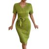 Hot Sales In Europe and America, Spring and Summer Sexy Lace-up V-neck Hip-wrapped Long-sleeved Women's Dress