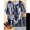 Fashion Women's Crew Neck Short Sleeve 3D Color Printing Striped Short Sleeve Crew Neck T-Shirt