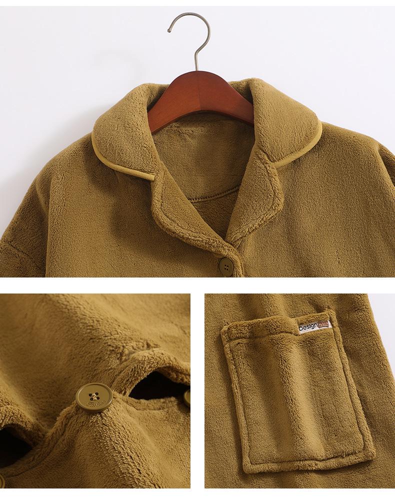 Women's Winter Flannel Pajama Set - Lapel Collar, Long Sleeve, Long Pants, Casual, Warm, For Home or Outings