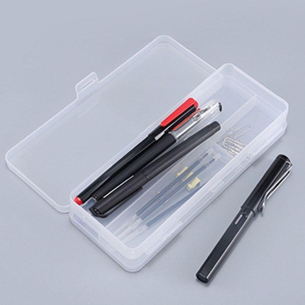 Storage Box Dual-Layer Pencil Box Plastic Simple Pen Case Durable Transparent Pencil Case  Student