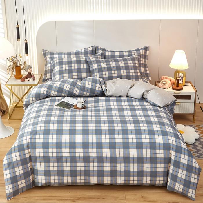 3PC 100% Cotton Duvet Cover Set Striped Printing 1PC Duvet Cover 2PC Pillowcase Cotton Soft Skin Friendly Bedding