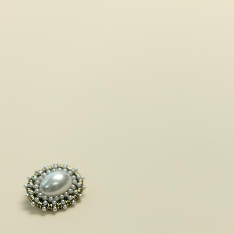 Pearl Metal Buttons Oval Buttons Vintage Coat Tweed Jacket Buttons Suit Decorative Buttons