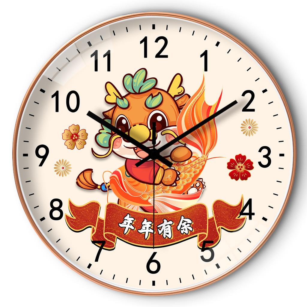 10-inch 25cm Spring Festival festive Chinese style wall clock living room bedroom wall hanging creative mute clock watch