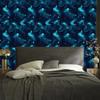Watercolor Galaxy Wallpaper Navy Blue and Turquoise, Soft Forms 50x1000