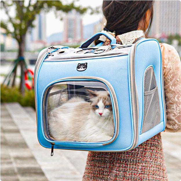 Trendige Tragbare Haustiertransportbox: Atmungsaktiver Rucksack in Unifarben mit großem Fassungsvermögen für Katzen und Hunde