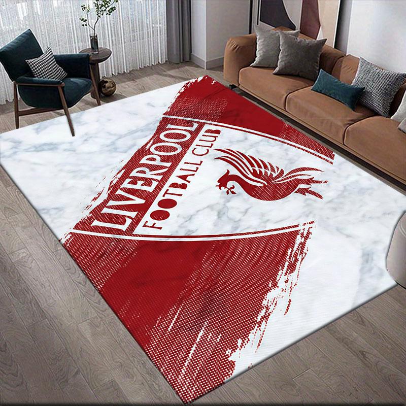Liverpool Flannel Printed Carpet, Home Sofa Decoration for Living Room & Bedroom, Non‑Slip Play Flannel Floor Mat for Game Room