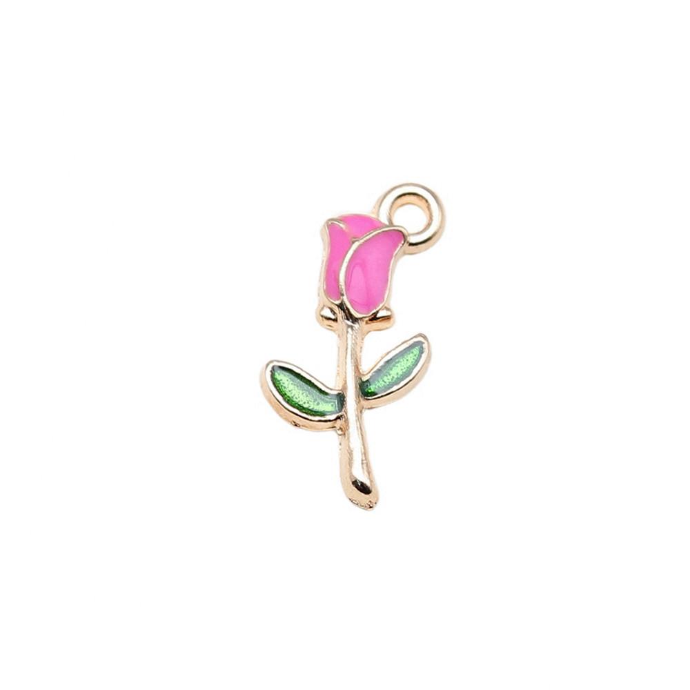 Enamel Charms Multi Color Flower Pendants For Floral Themed Jewelry