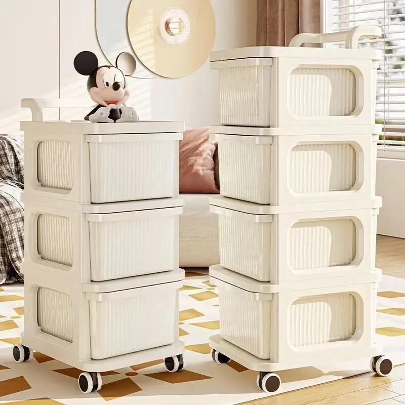 Transparent Multilayer Trolley Storage Shelf Drawer-Type Rolling Storage Cart With Handle Mobile Cosmetics Snack Storage Rack