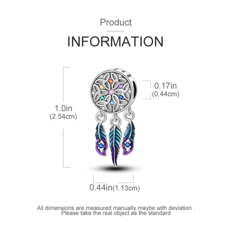 Dreamcatcher Feather Pendants Copper Original Beads Fit Original Charms Bracelet Beads Jewelry Gifts For Women