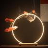 Chinese Zen LED Light Ring Ceramic Ornament for Living Room or Office Display