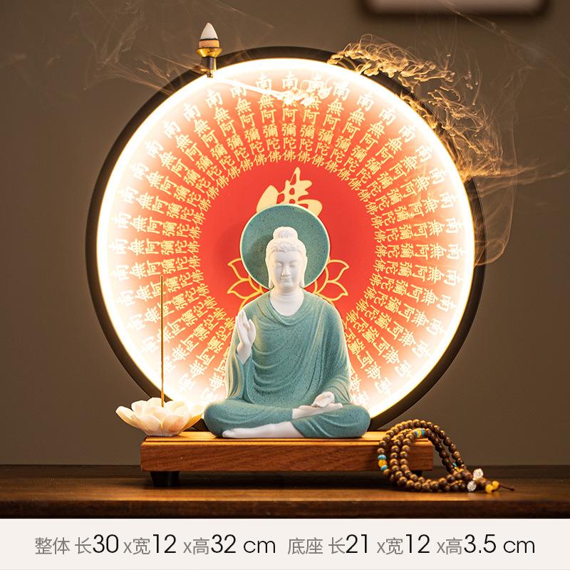 Buda Heykeli Tathagata Buda Figürü Sakyamuni Büyük Buda Heykeli Seramik Lamba Çemberi Tütsülük İçin Özelleştirilmiş Sundurma Ev Dekorasyonu