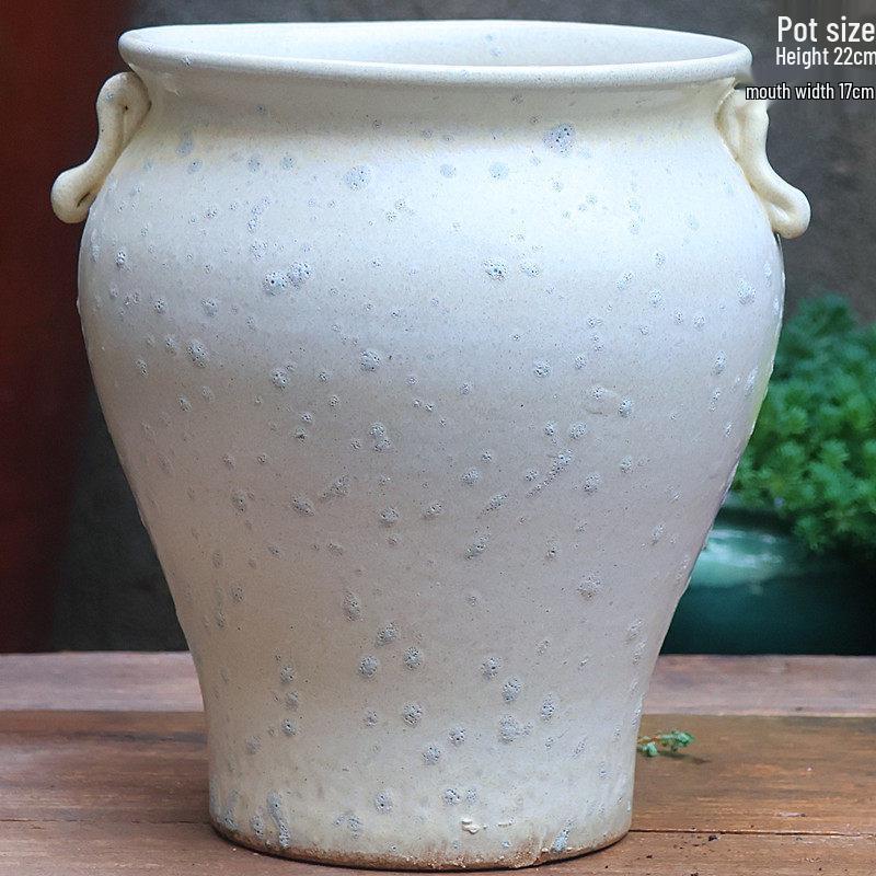 Handmade Retro Ceramic Succulent Planter with Large Caliber
