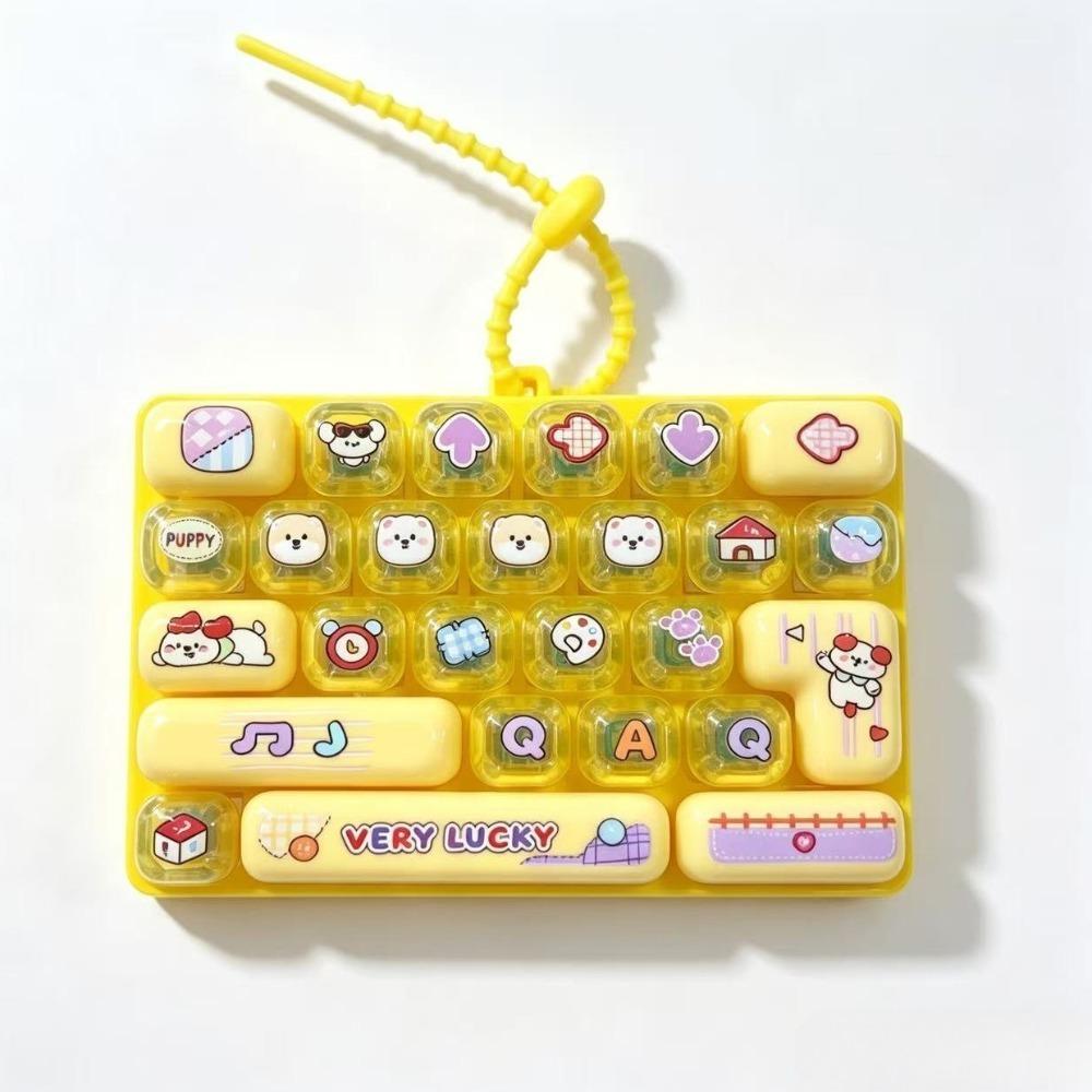 Cartoon 26-Key Keychain 26 Key Grid Keycap Clicker Mechanical Keyboard Keychain Bag Charm
