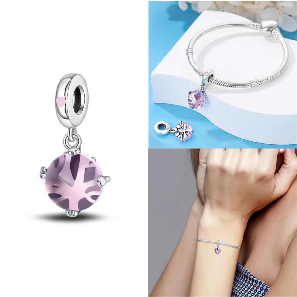Purple Retro Love Shape Metal Lotus Classic Angel Pattern Charms Beads Fit 3Mm Original Bangle Make your own Accessory Gift Elegant Fashion Beautiful