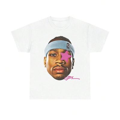 Vintage Graphic Iverson Big Head Cotton Short Sleeve T-Shirt 90s Rerto Streetwear Men Women Cotton Oversized Tee Casual Tops