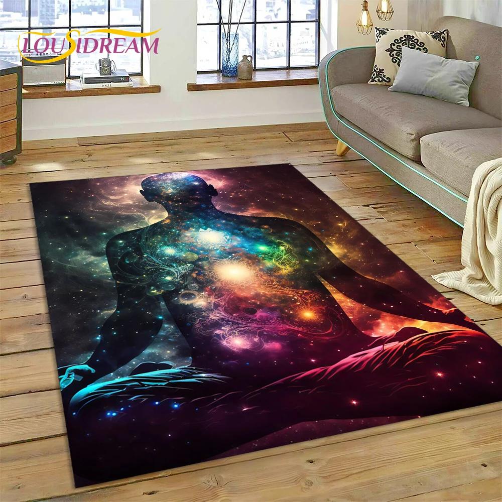 3D Yoga Zen Naturalize Meditation Rainbow 7 Chakra Area Rug,Carpet for Living Room Bedroom Sofa Doormat Decor,Non-slip Floor Mat