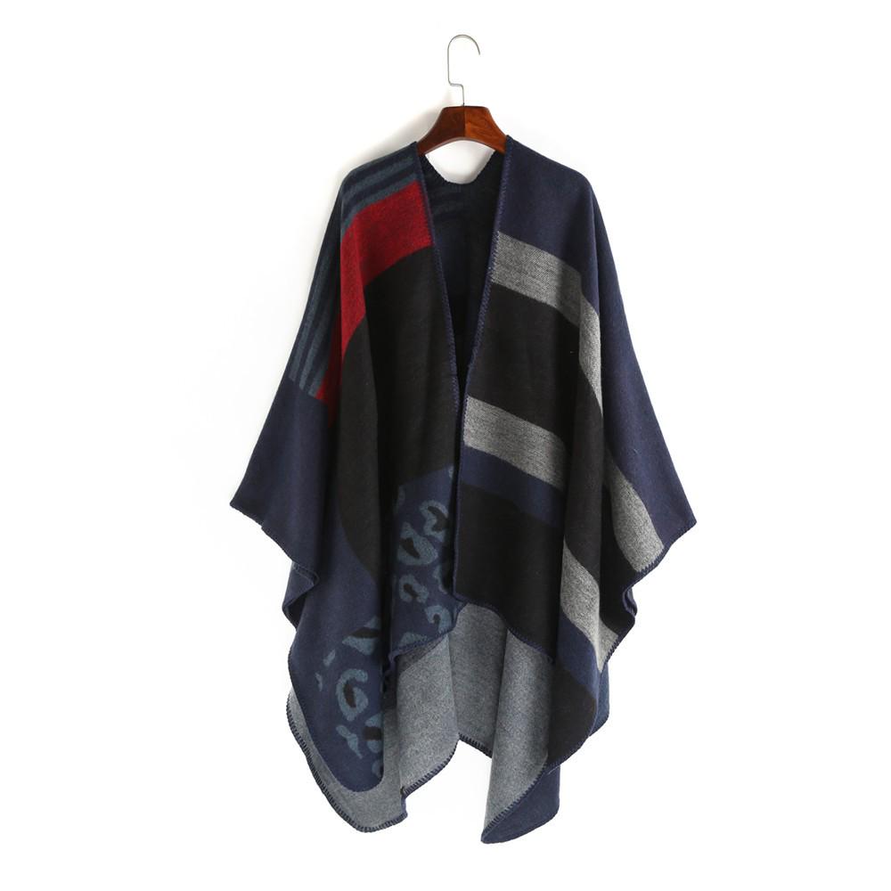 Women Winter Thick Leopard Stripe Cashmere Scarf  Shawl Wrap Cover Coat