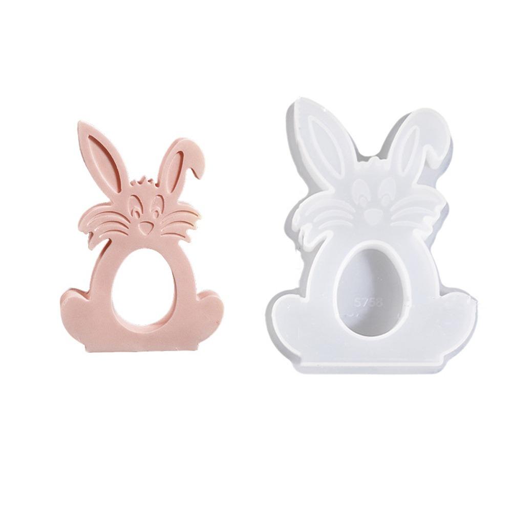

Heat Resistant Easter Rabbit Molds Flexible Candle Making Mold Silicone Bunny Mold Family Friends Style B