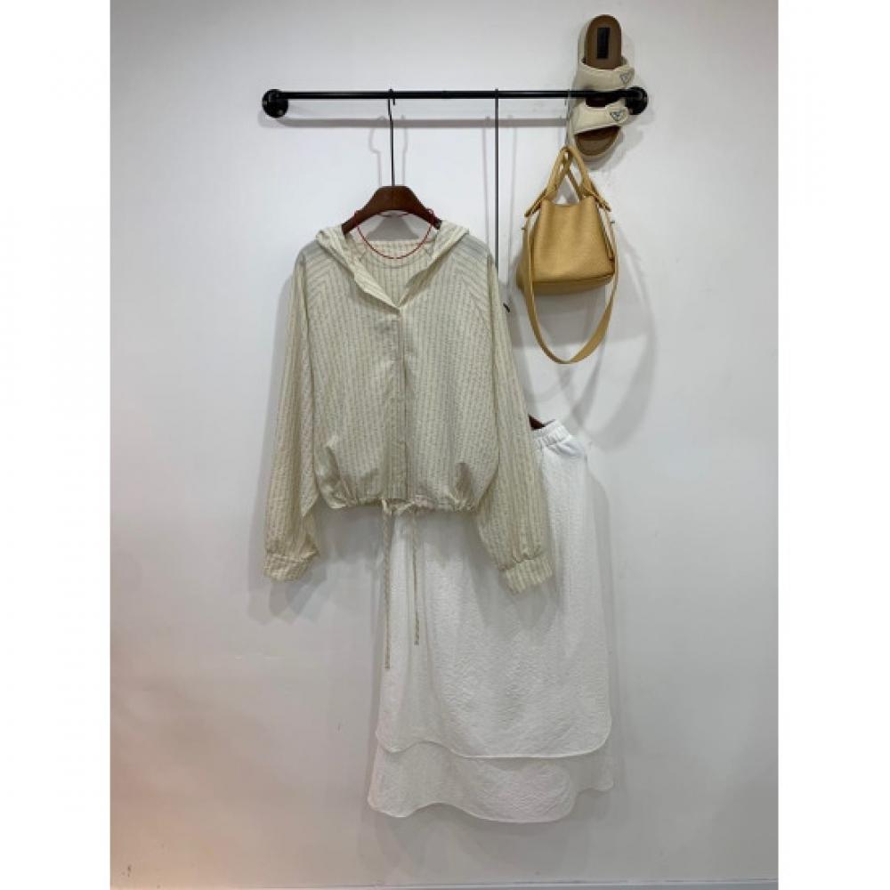 C S In The Room Loha Stripe Strap Raglan Hood Long Sleeve Shirt 2Color