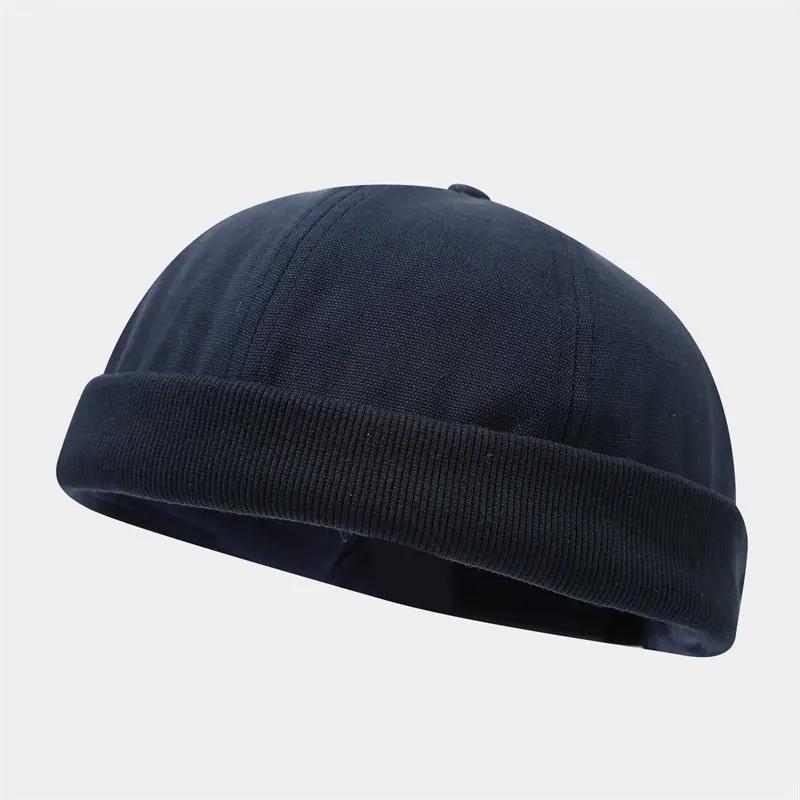 Spring and Summer Cotton Solid Docker Cap Brimless Hat Skullies Beanie Hats Landlord Sailor Cap Men and Women 40