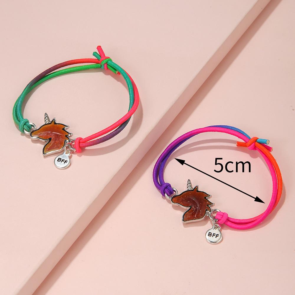 2 Stück BFF Passende Armbänder Temperaturfarbwechselnde Freundschaft Elastische Kordelarmbänder