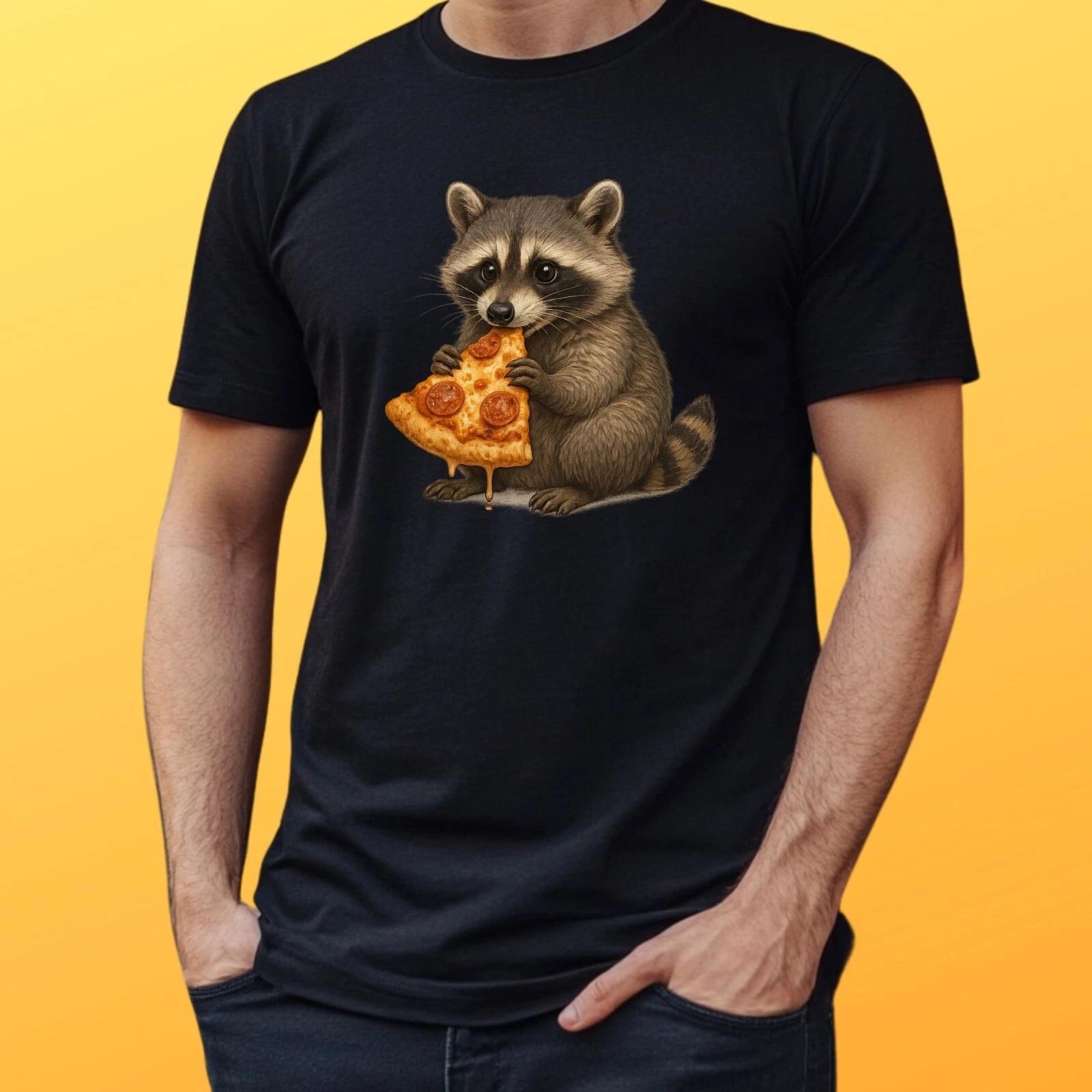 T-Shirt Waschbär isst Pizza – Lustiges Tier-Motiv für Pizza-Fans, Geschenkidee S