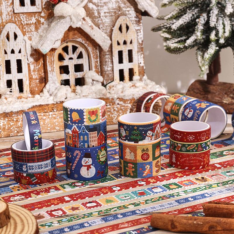 12PCS/Set Christmas Items Sticker Gift Decorations Journal Materials Stationery Cute DIY Materials Christmas Atmosphere Christmas