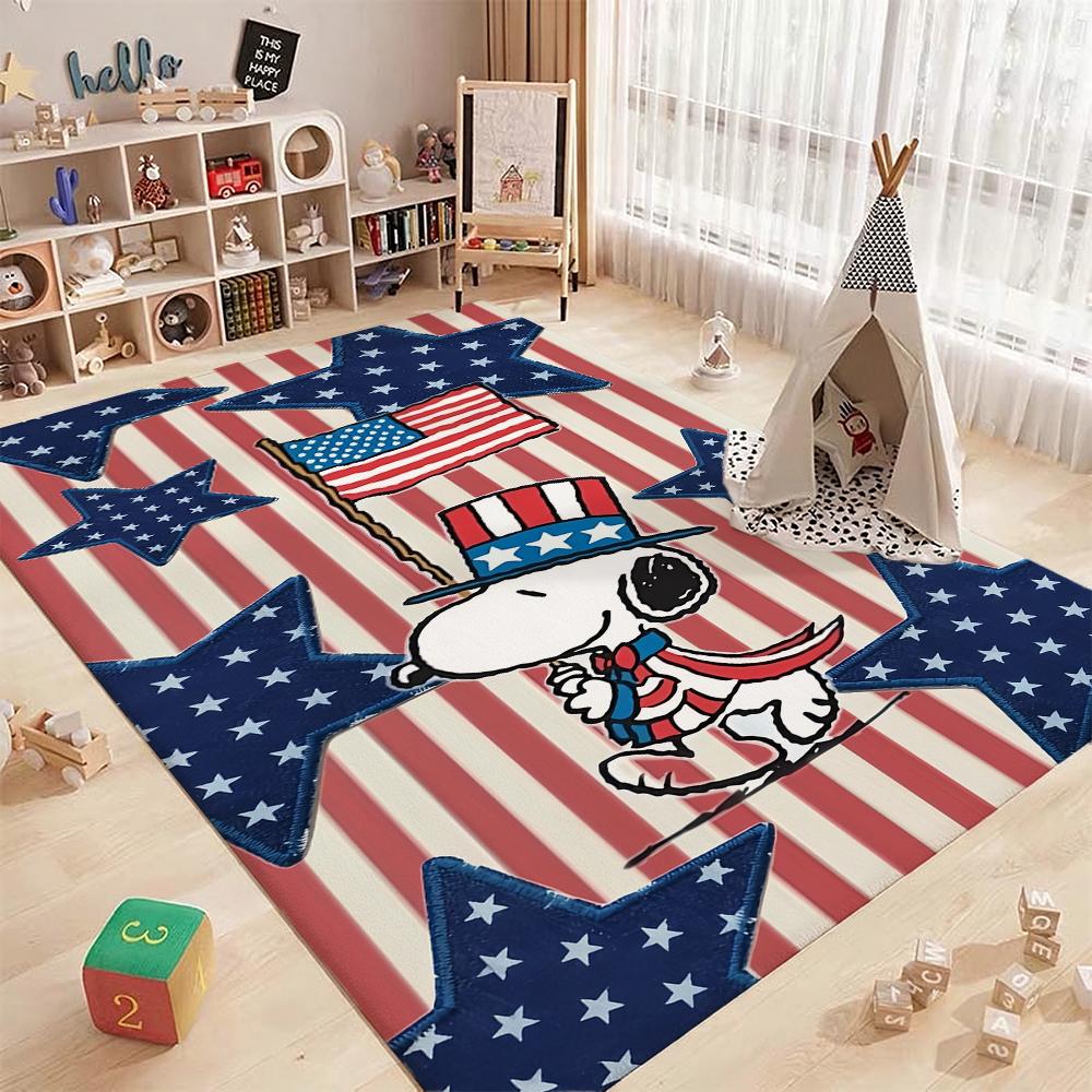 Snoopy Patriotic Parade Theme Rug Durable Stainresistant Easyclean Carpet For Kids Bedroom Play Area Home Party Decor Christmas Gift